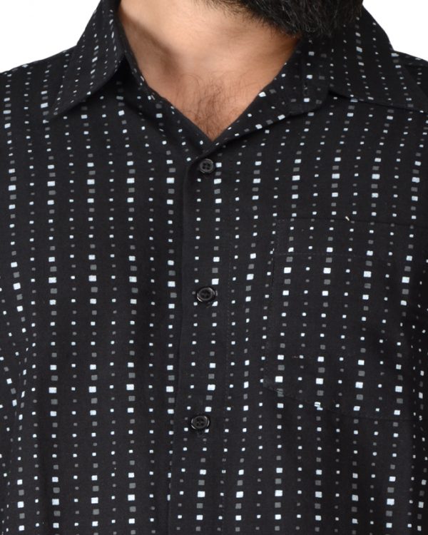 Polka Dot Short Sleeves Black Camp Shirt