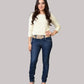 Dark Denim stetch jeans with gold stitching