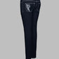 Dark Blue mid rise skinny jeans with white stitching