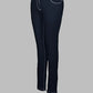 Dark blue jeans on a gray background