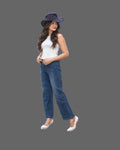 Dark Wash Cullote Jeans with panel made using stretch denim 