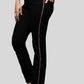 Black pants with red stripe on a gray background