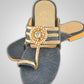 Denim slipper elegantly embellished with stones