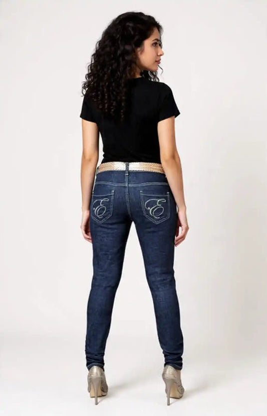 Dopamine Jeans green Skinny are Dark wash jeans with practically no fading
