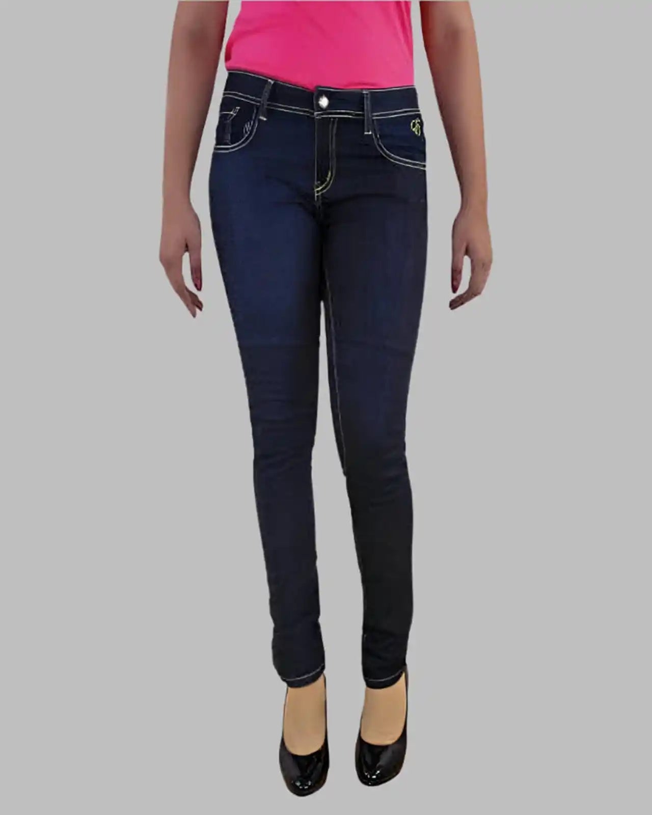 Dopamine Jeans yellow Skinny are Dark wash jeans with practically no fading