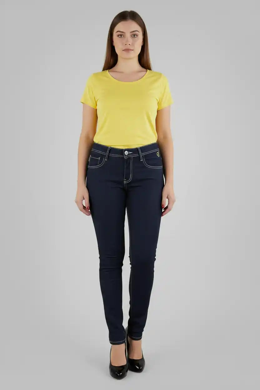 Dopamine Jeans yellow Skinny are Dark wash jeans with practically no fading