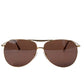 Aviator sunglasses with brown lenses on a white background