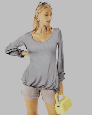 Gray Long Knit Top