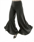 Black wide-leg pants on a white background