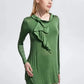 Green Ruffle Neck Long Sleeve Women’s Western Top