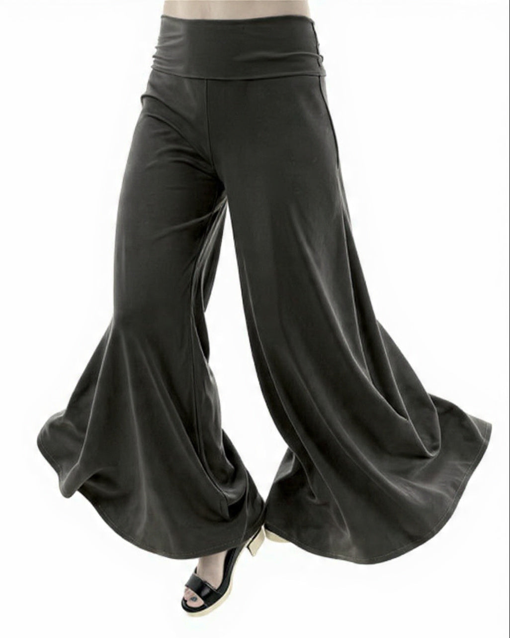 Grey wide-leg pants on a white background