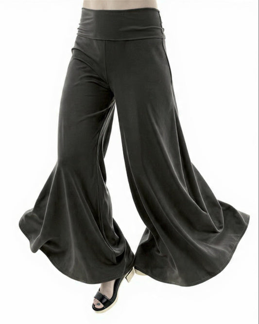 Grey wide-leg pants on a white background