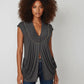 Grey beaded modified baby doll style knit top