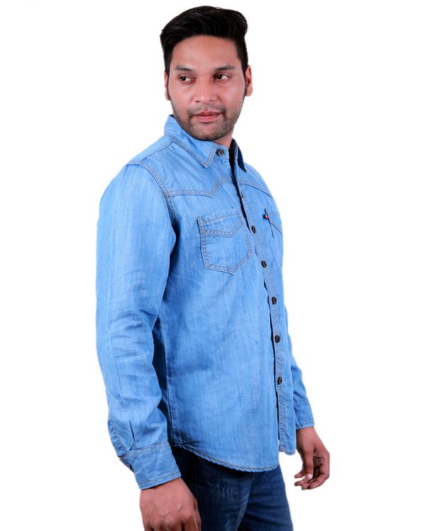 Ice Blue Long Sleeve Denim Shirt