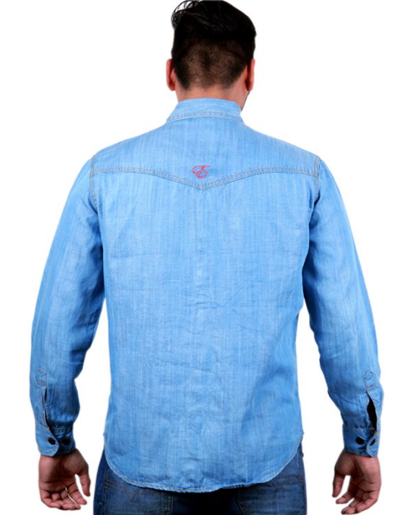 Ice Blue Long Sleeve Denim Shirt