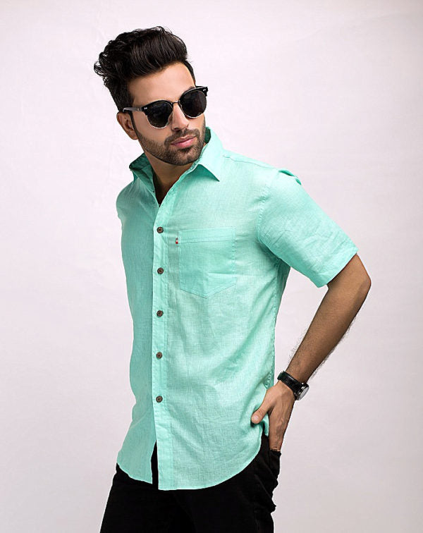 Mint Green Irish Linen Shirt