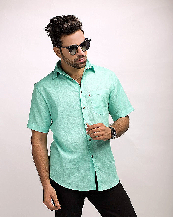 Mint Green Irish Linen Shirt