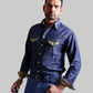 Men’s Denim Shirt with Sued Trim