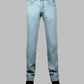 Light blue jeans on a gray background