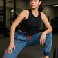 Uni-Sex Indigo Knit Denim Casual Sweat Pants / Joggers with racing stripes