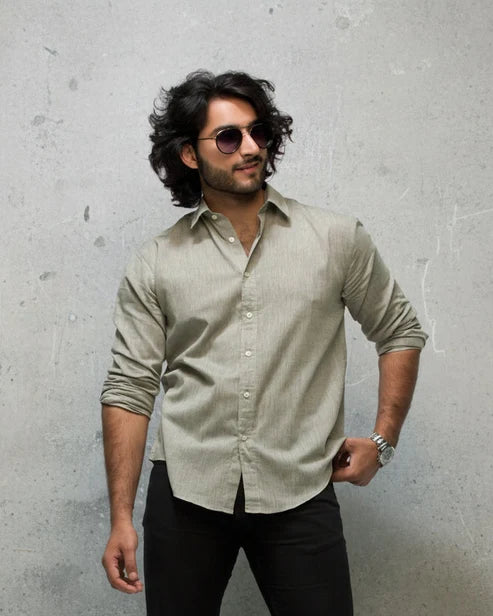 Men's Light Olive Linen Shirt in Pakistan - Element Jeans Co