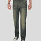 Person wearing dark green jeans on a white background