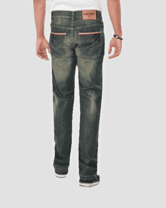 Men’s Vintage Wash Straight Cut Denim Jeans Men’s Vintage Wash Straight Cut Denim Jeans by Element Jeans Co. 12 oz slub denim straight Cut Vintage wash jeans with olive overdye