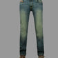 Blue jeans on a gray background