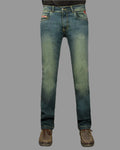 Blue jeans on a gray background
