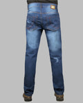 Blue jeans on a gray background