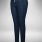 Dark blue jeans on a plain background