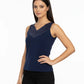 Navy Blue Wide V-Neck Top