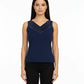 Navy Blue Wide V-Neck Top