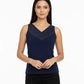 Navy Blue Wide V-Neck Top