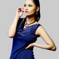 Navy Blue Wide V-Neck Top
