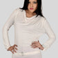 Off White Long Sleeve Women’s Cowl Neck Top – Elegant & Timeless