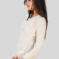 Off White Long Sleeve Women’s Cowl Neck Top – Elegant & Timeless