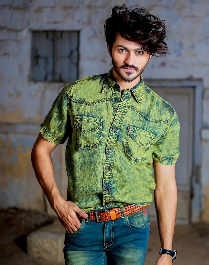 Young Men’s Short Sleeves Denim Shirt