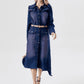 Denim mid-length long-sleeve skirt