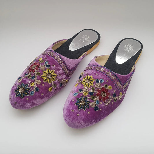 Purple Velvet Mule shoes