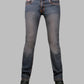Blue jeans on a gray background