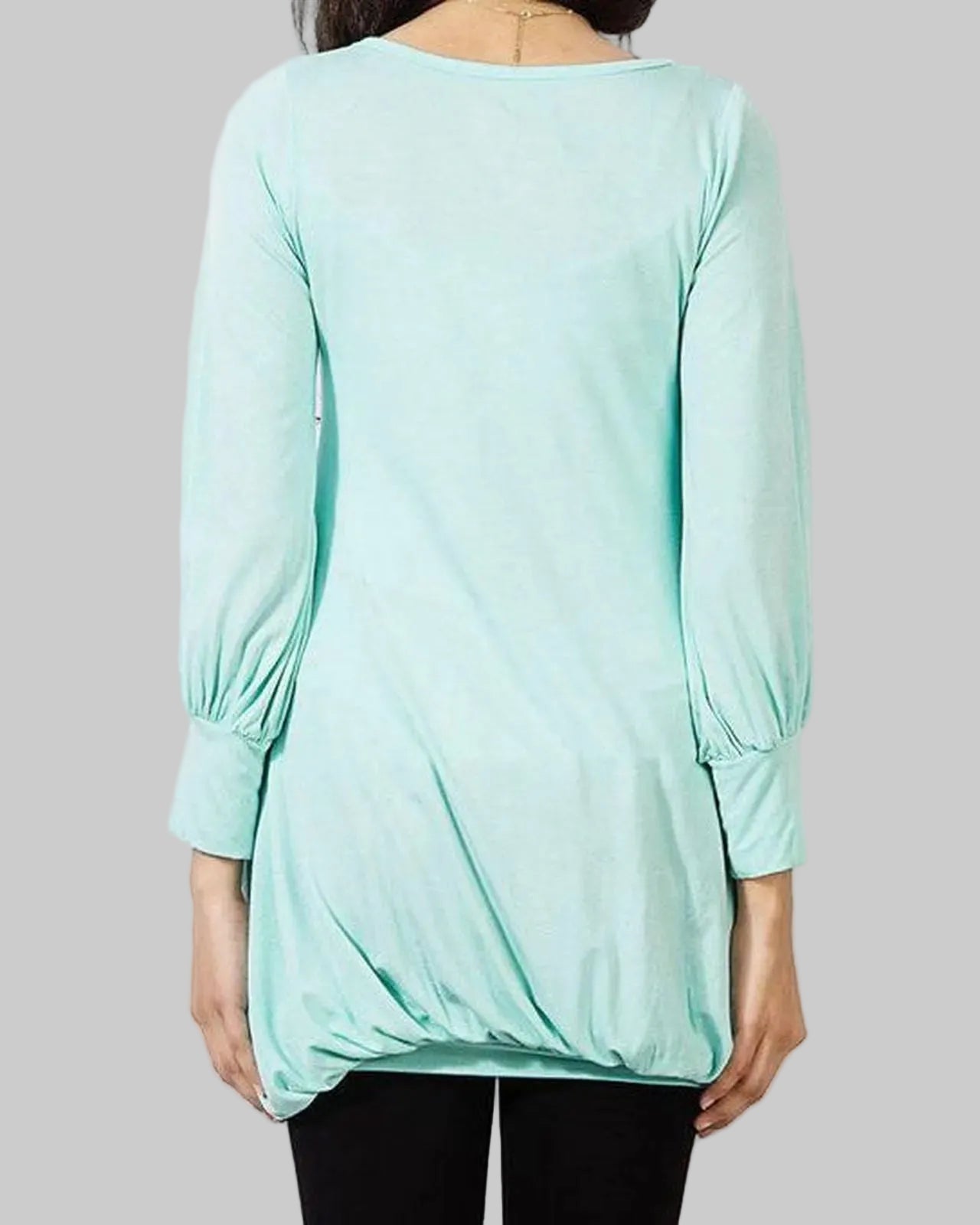 Sea Green Round Neck Top for Women