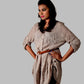 Trendy Fawn color loose fit linen shirt with pin tucks