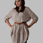 Trendy Fawn color loose fit linen shirt with pin tucks