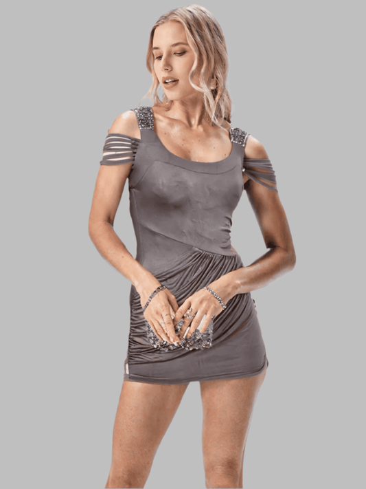 Diagonal Cut Drapped Knit Dress