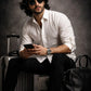 White Men’s Long Sleeve Linen Shirt