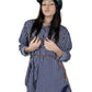White & Blue Satin Stripe Shirt – Elegant Women’s Classic