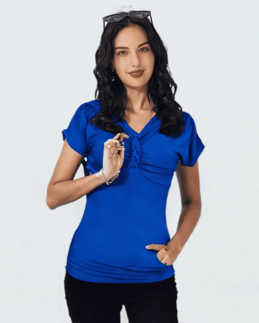 Women’s Braided Royal Blue Knit Top – Elegant & Modern Style