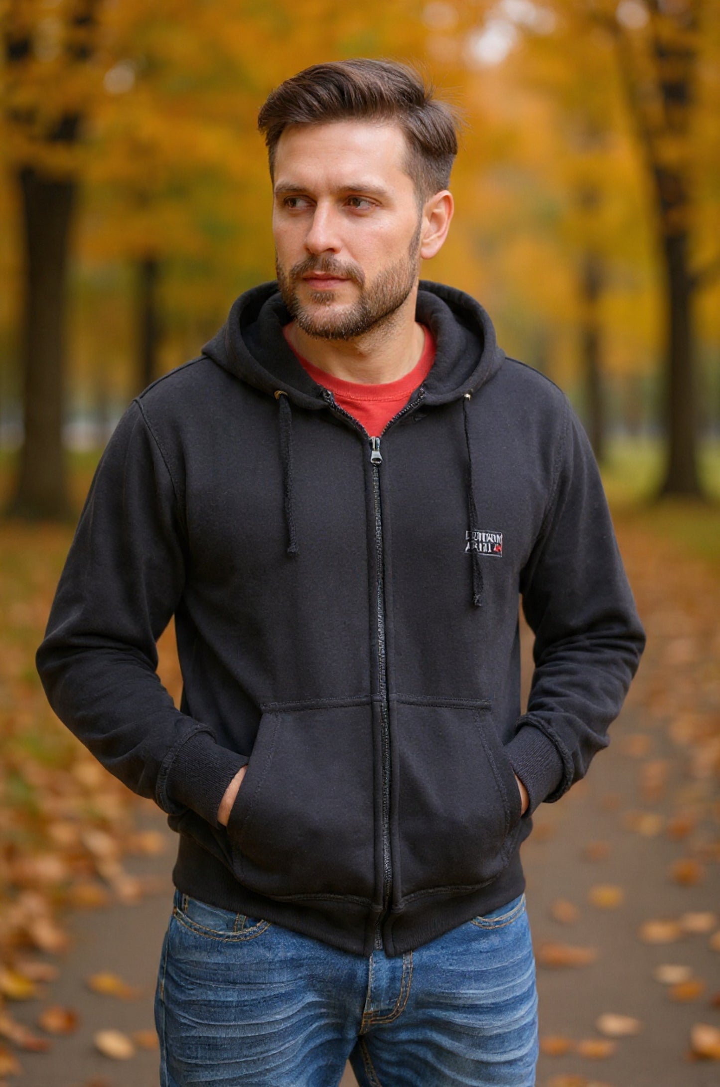 Uni-sex Fleece Hoodie With Kangaroo Pocket.