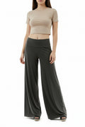 Dark gray wide-leg pants on a white background